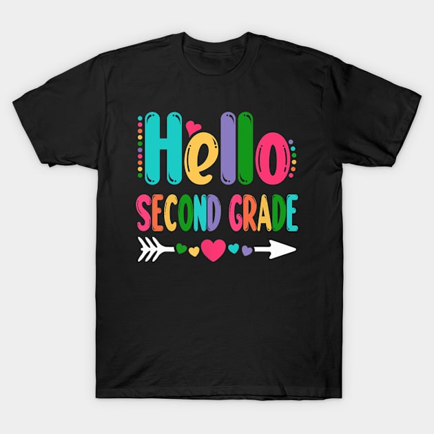 Hello Second Grade Heart Teacher Student Back To School T-Shirt by flandyglot